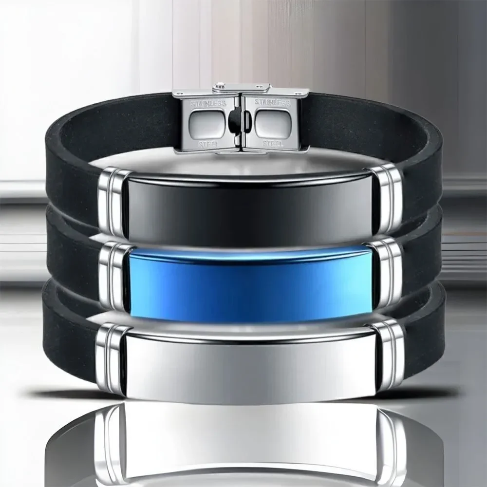 Titanium Steel l Leather Band l Blue, Black, Silver l Men’s Bracelet l New